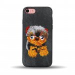 Wholesale iPhone SE (2020) / 8 / 7 Design Cloth Stitch Hybrid Case (Black Dog)